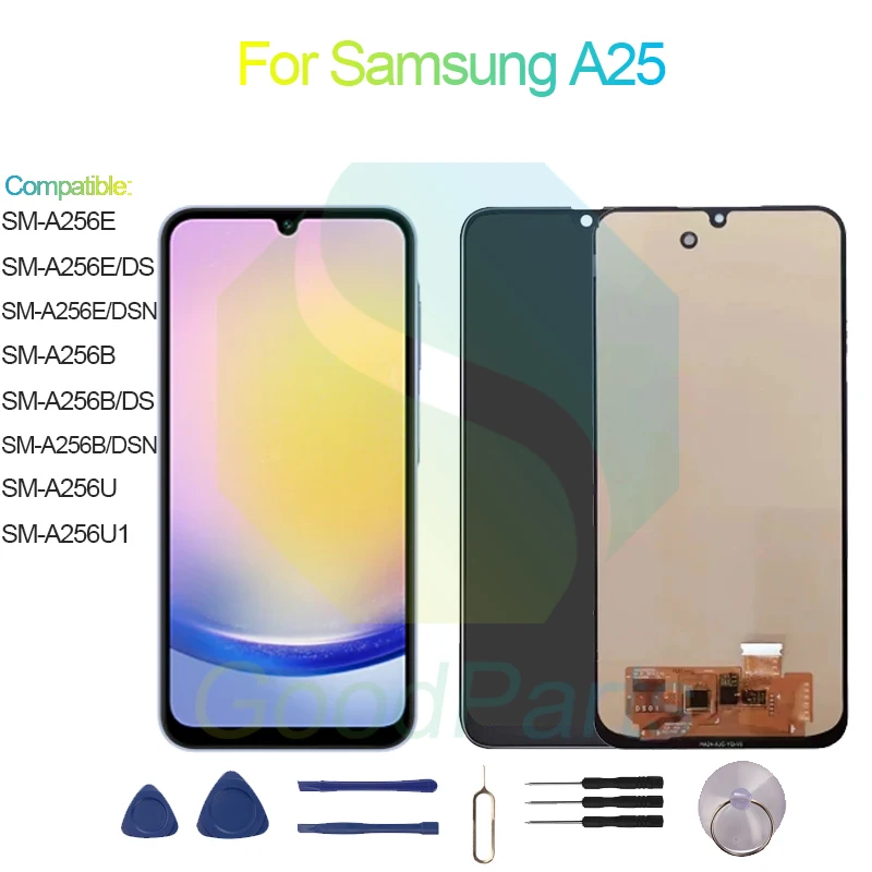 

ЖК-дисплей для Samsung A25, экран 6,5 дюйма SM-A256E/DS/DSN/B/DS/DSN/U/U1 A25, сменный сенсорный дигитайзер в сборе