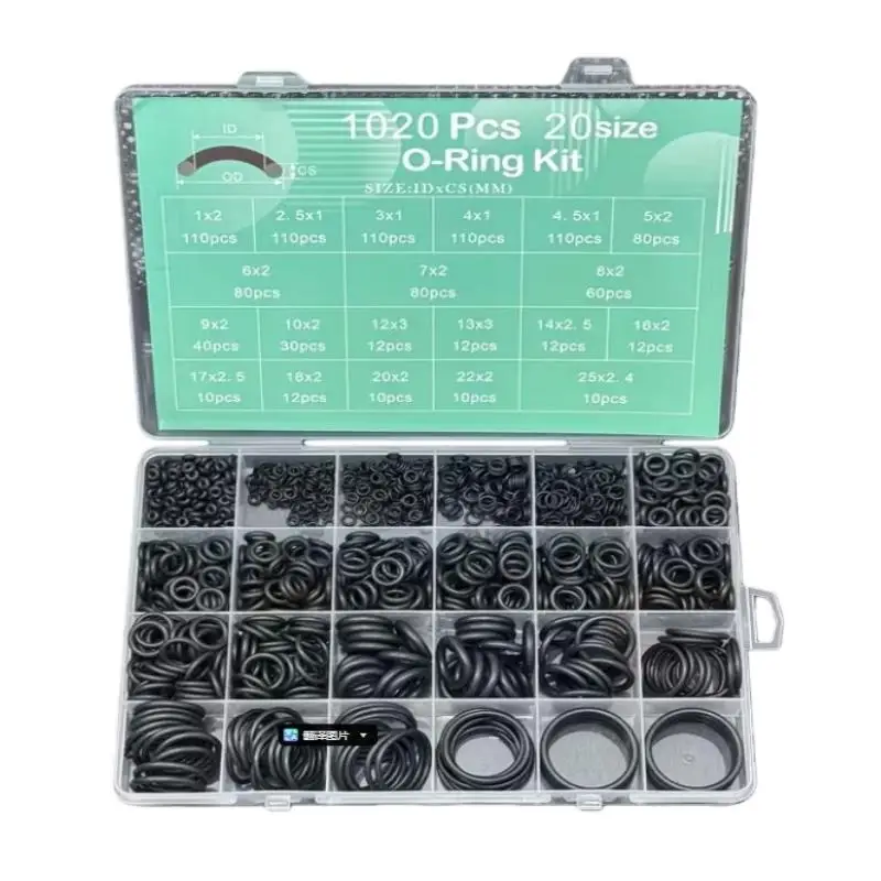 (YY) 595/1020 قطعة 2025 أختام ضاغط تكييف الهواء 20 مقاسًا من مطاط النتريل مجموعة حلقات دائرية للسيارات صنبور سباكة يعمل بالتيار المتردد جوانات #1