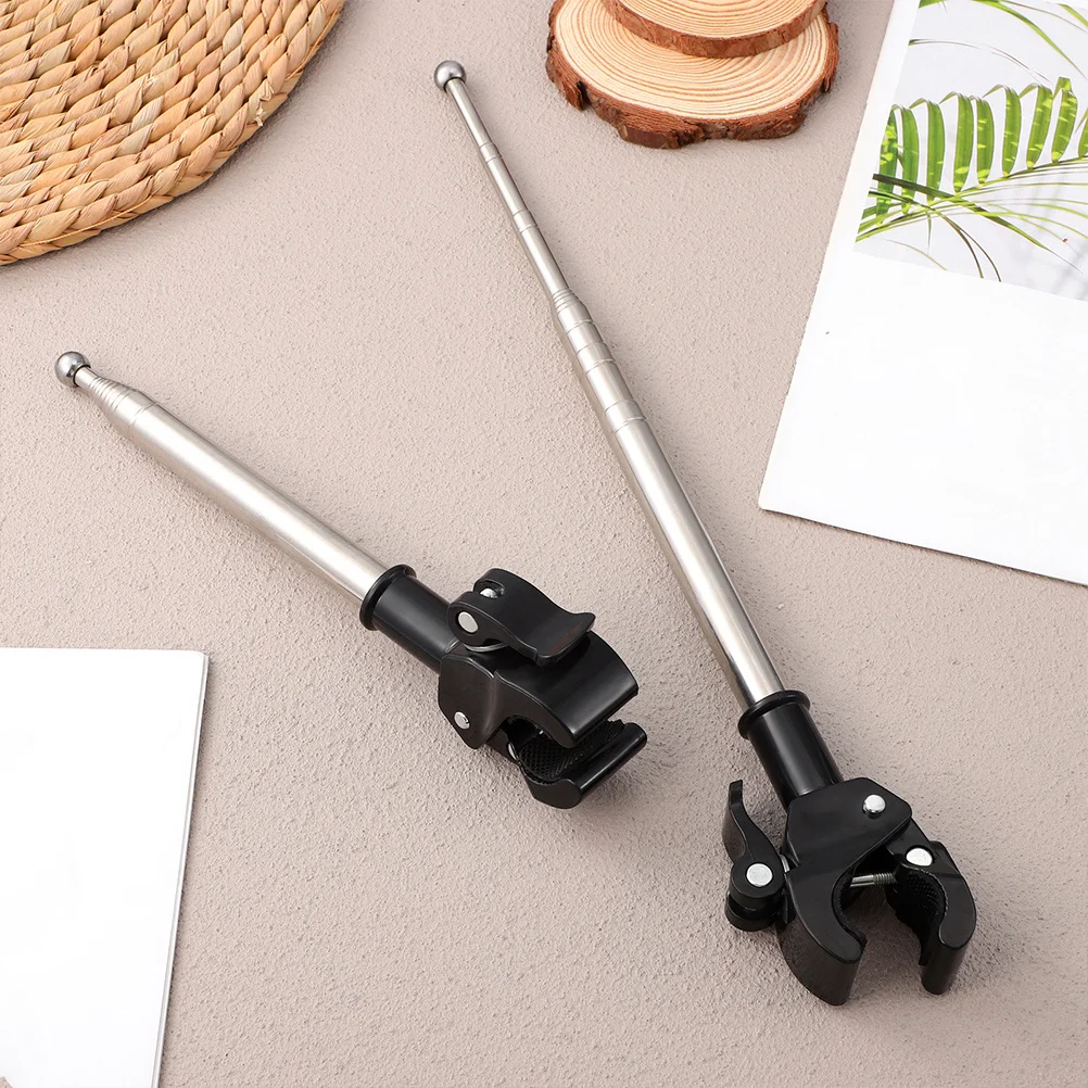 

2Pcs Telescopic Stainless Steel Flag Pole Kit Adjustable Bike Motorcycle Car Handlebar Decoration Durable Easy Install