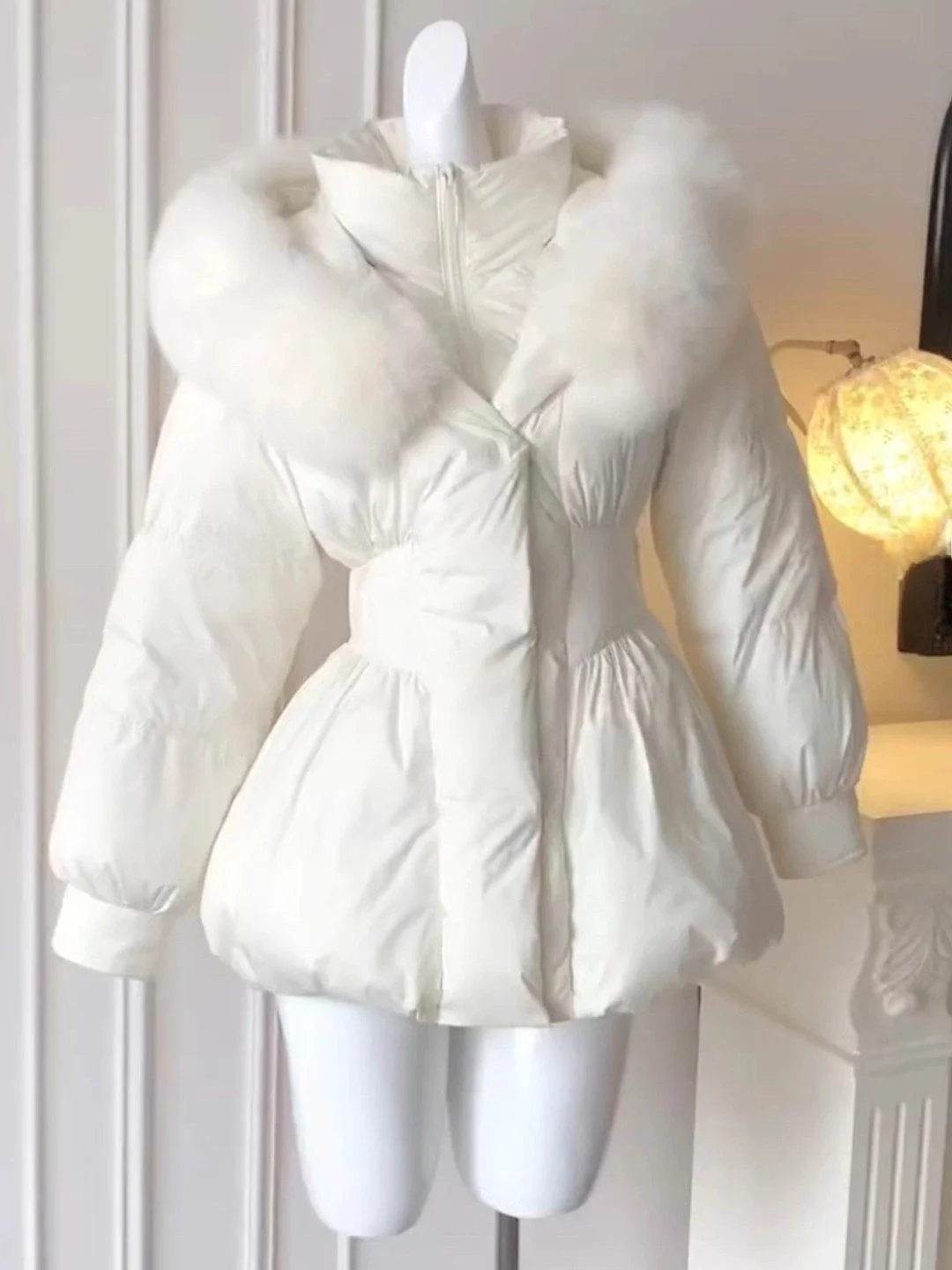 Stylish Hooded Mid-Length Cotton Jacket Women's Winter Coat Slimming Fur Collar Beautiful Korean Style Thickened Long Sleeve