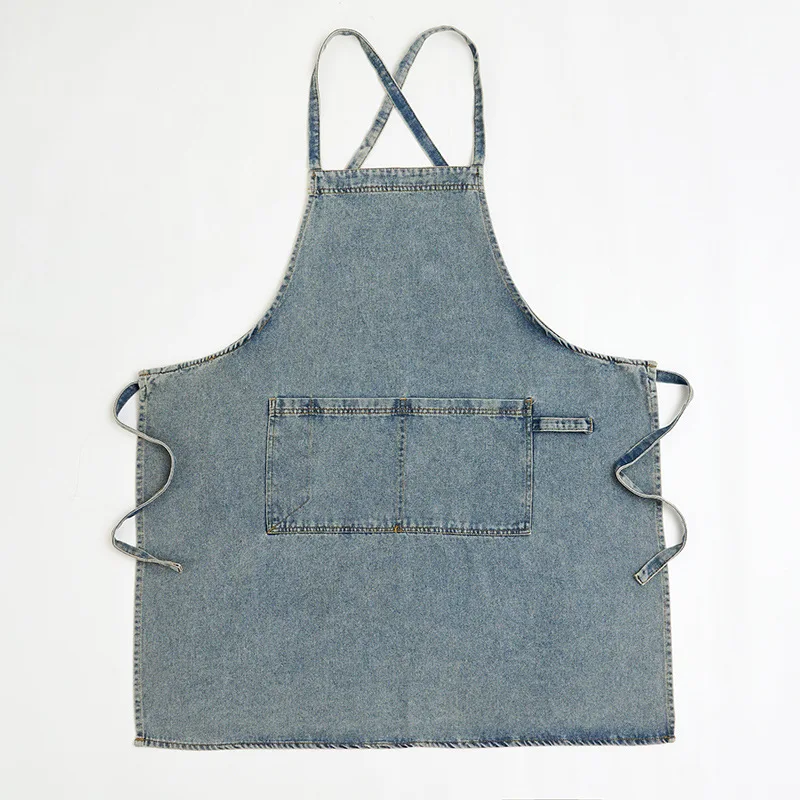 Customizable Denim Apron For Home Kitchen Use Ideal For Baristas Painters And Diy Crafts Unisex Design With Logo Printing view 5