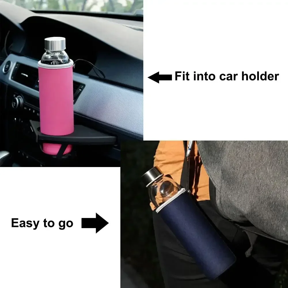 550ML Glass Water Bottle with Tea Infuser and Nylon Cover High Temperature Resistant Sport Drinking Bottle