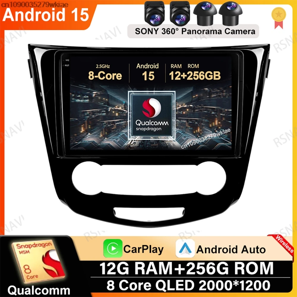 

Android 15 For Nissan Qashqai 2 J11 X-Trail T32 Rogue 2013-2021 DVD 5G WIFI BT Car Radio Wireless Carplay Auto Autoradio GPS DSP