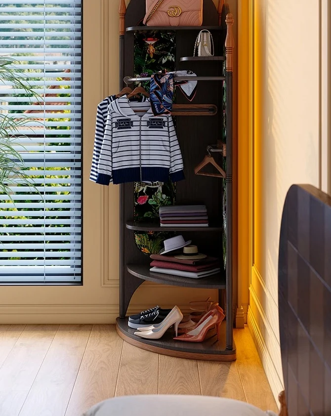 

N Вешалка из цельного дерева, французский ретро уголок для гостиной, средневековый черный ясень, шкаф для хранения, подвесная вешалка