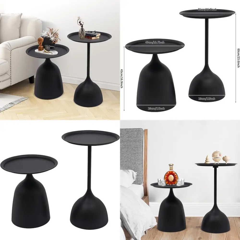مجموعة طاولات التعشيش المعاصرة، طاولات القهوة المستديرة والجانبية، طاولات نهاية الزاوية، طاولات الأريكة بجانب السرير #1