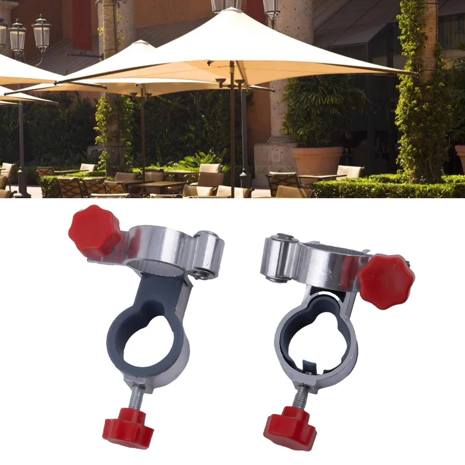 Parasol Umbrella Stand 2 Pcs 25mm Hole Aluminum Alloy Clip On Mount Durable Random Color For Balcony Deck Adjustable