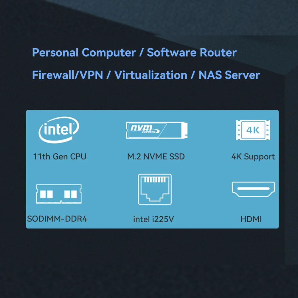 I225V 6 NIC 2.5G Gigabit Ethernet Enterprise Firewall Appliance pfSense OPNsense Gateway Linux Ubuntu Mini PC