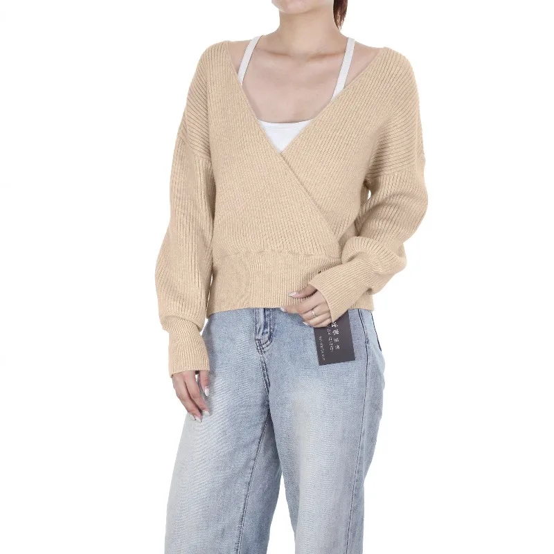 Women's knitted sweater base sweater V-neck autumn and winter knitted sweater