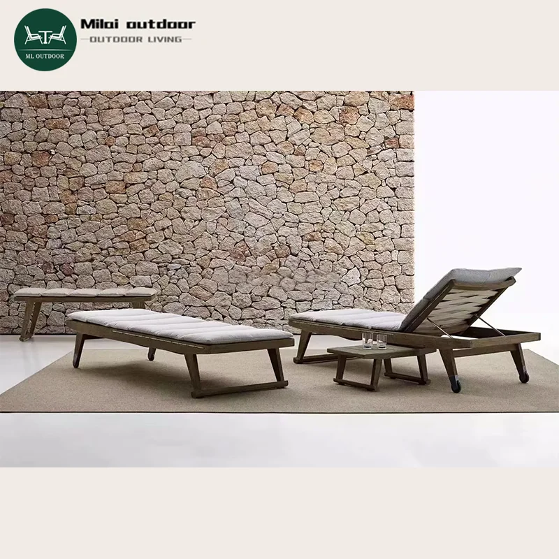 

Hot-selling Outdoor Garden Villa Hotel Teak Lounge Lounge Terrace Swimming Pool Sunshine Lying Bed