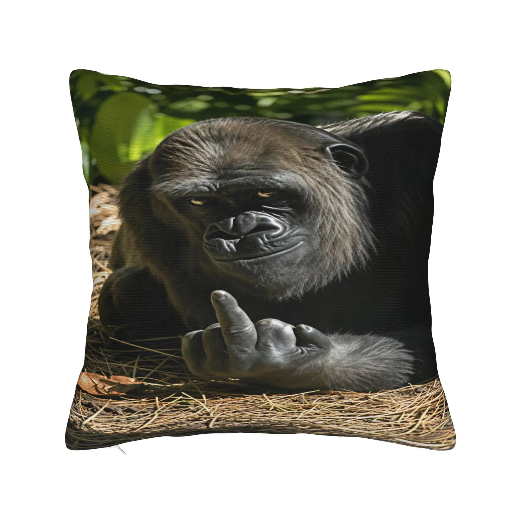 Gorilla Middle Finger  Pillow Cover  Kawaii Pillow Case For Chair Sofa Home Decor Design Pillowcases Birthday Present