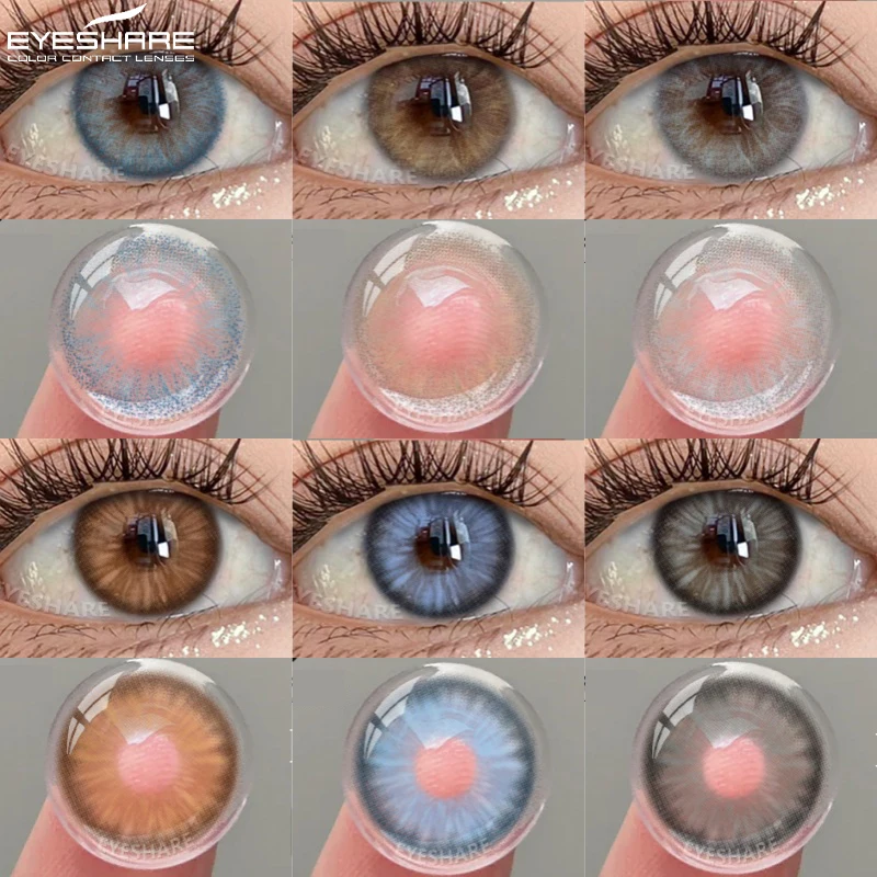 EYESHARE Graue farbige Kontaktlinsen für Schüler, blaue Augenlinsen, 1 Paar Jahreskontaktlinsen in Farbe für Augen, Make-up, grüne Kontakte