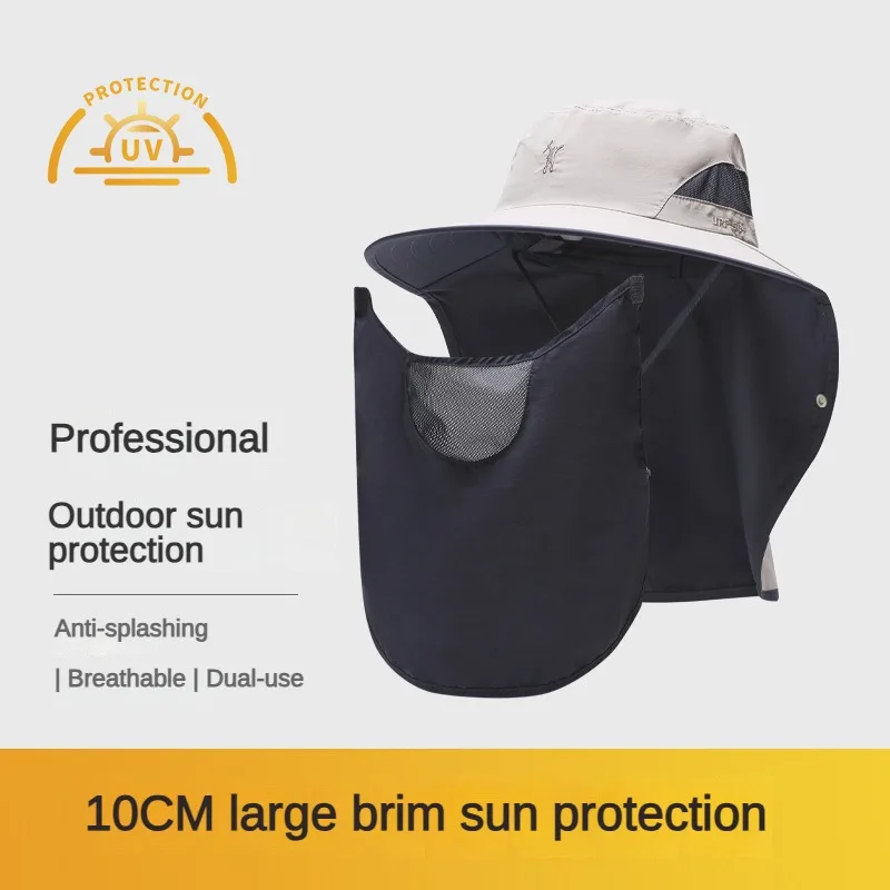 Summer Outdoor Sunscreen UV Protection Fishing Hat Water Splashing and Breathable Face Mask Big Eaves Fishing Hat