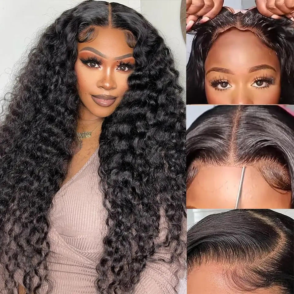 13x4 13x6 Loose Deep Wave Transparent Lace Frontal Wigs Curly 360 HD Lace Front Human Hair Wig 30 34 Inch 4x4 Closure Wig 180%