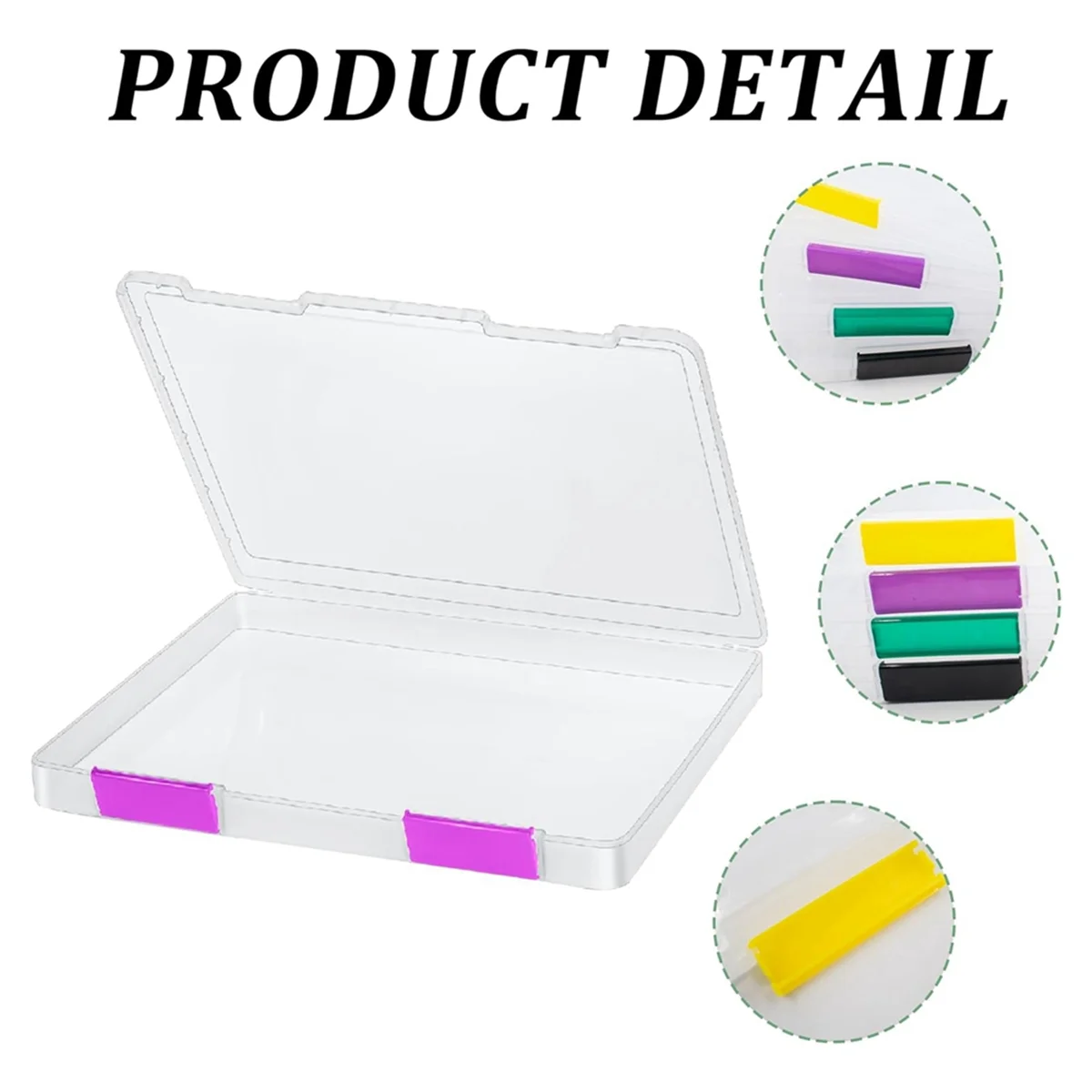 4PCS A4 File Portable Project Case,Portable A4 File Box Plastic Scrapbook Paper Storage Box for 8.5x11Inch Letter Paper