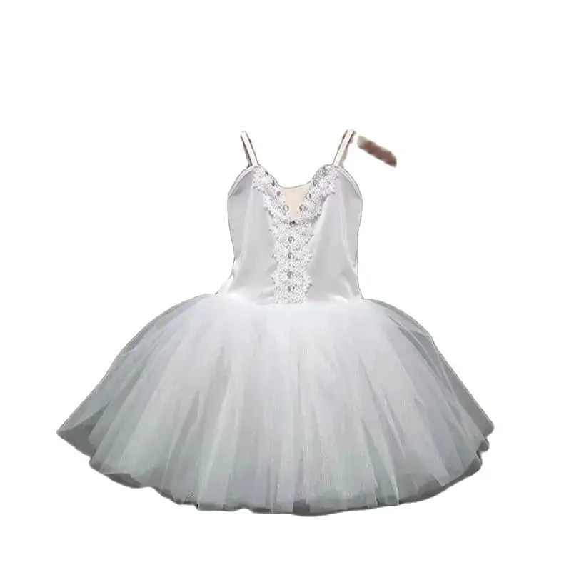 Children Ballet Tutu Dress Girls Women Ballet Skirts White Swan Lake Dance Performance Costumes Ballerina Dress Velet Top