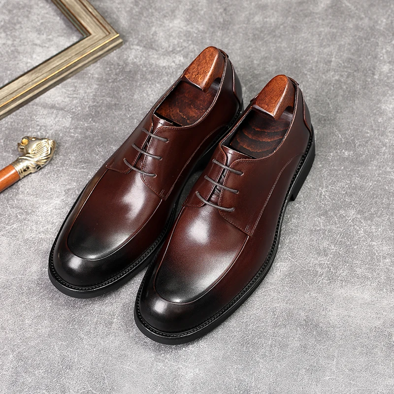 HKDQ Genuine Leather Wedding Dress Shoes Men Black Business Shoes Lace Up Formal Luxury Elegant Party Oxford Shoe Size 11 12