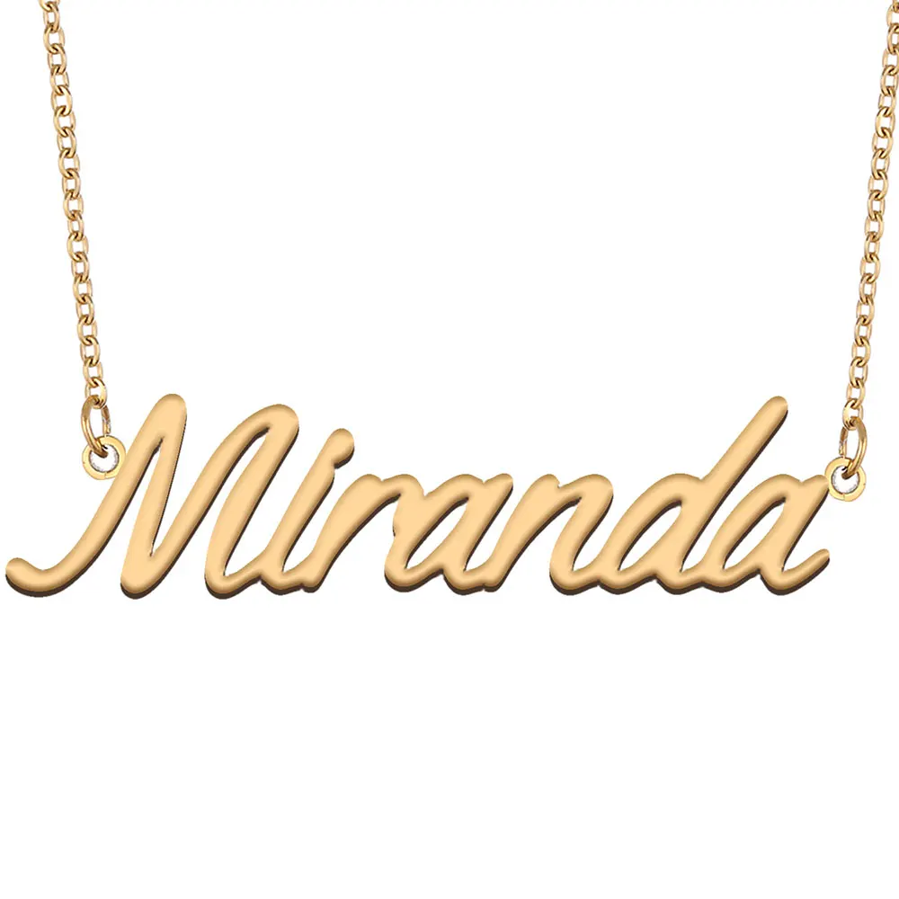 

Miranda Name Necklace for Women Stainless Steel Jewelry Gold Color Nameplate Pendant Collares Para Mujer Letters Choker