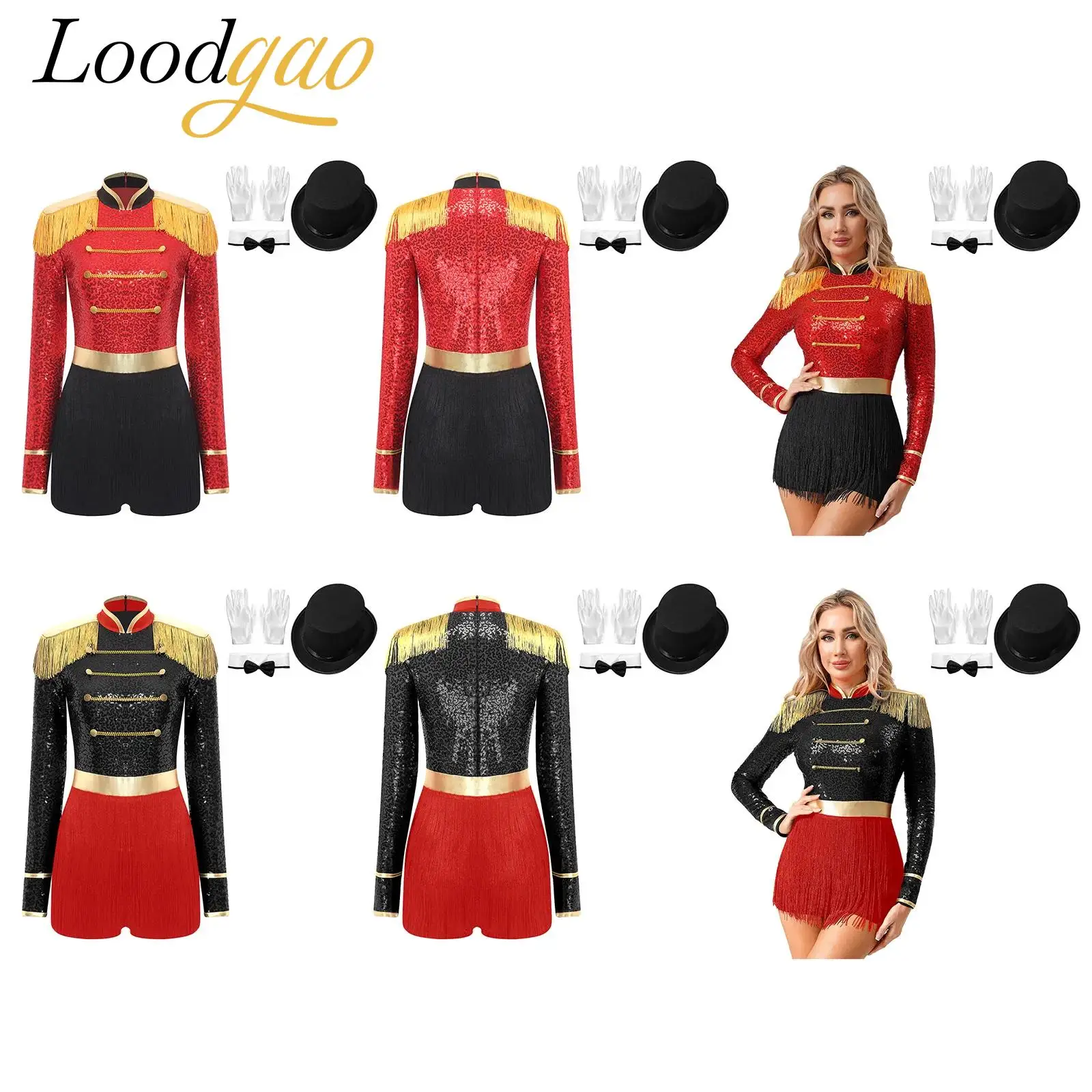 

Majorette Costumes Women Bodysuit Circus Ringmaster Costume Showman Carnival Party Musical Band Drummer Carnival Cosplay Outfits