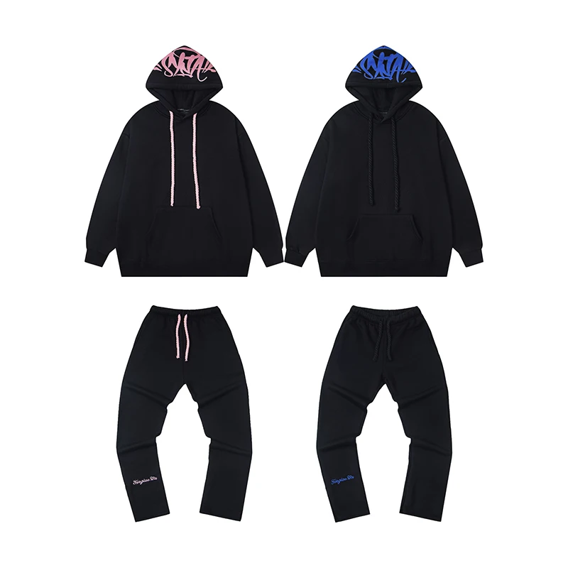 

Syna World Fce на подкладке с капюшоном, повседневный комплект, осенне-зимние брюки, спортивные штаны, удобная уличная одежда