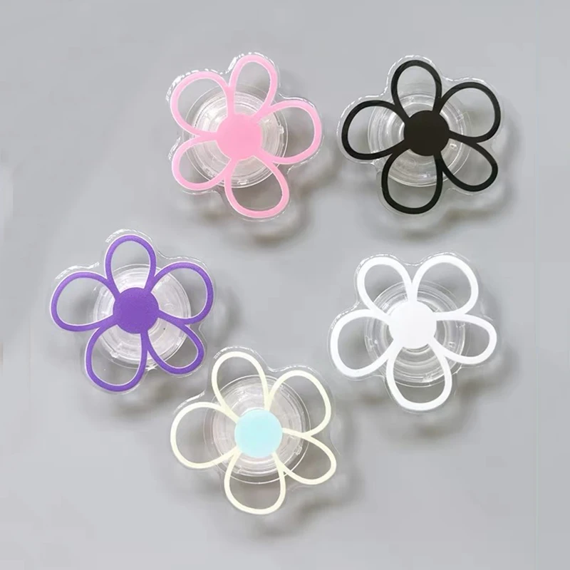 Phone Holder Cute Phone Grip Flower Cat Dog French Fries Hamburger Griptok Clear Acrylic Epoxy Phone Socket Pocket Bracket Stand