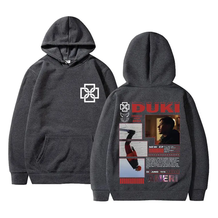 Rapper Duki Ameri Print Hoodies Men Women Clothing Fashion Hip Hop Oversized Sweatshirt Men's Long Sleeve Cotton Hooded Pullover