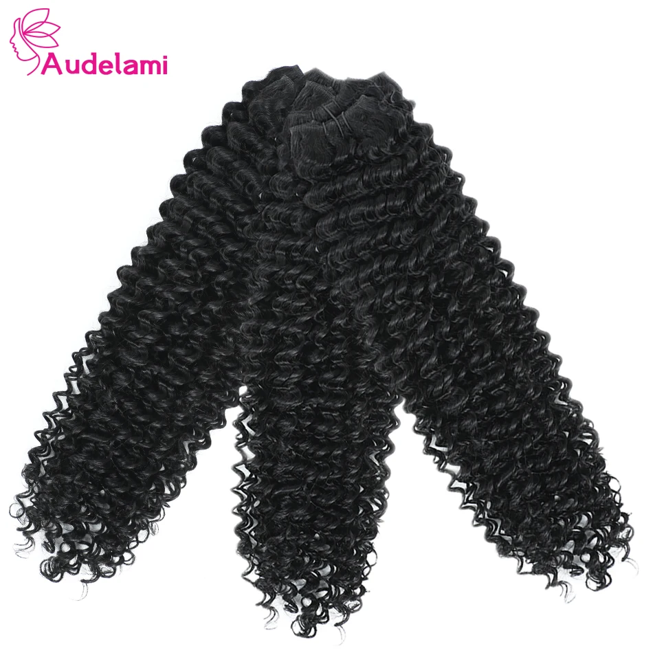 Audelami-Extensions de cheveux ondulés colorés pour femme, 100 vrais cheveux humains Remy, double trame, 1 lot de 100% g