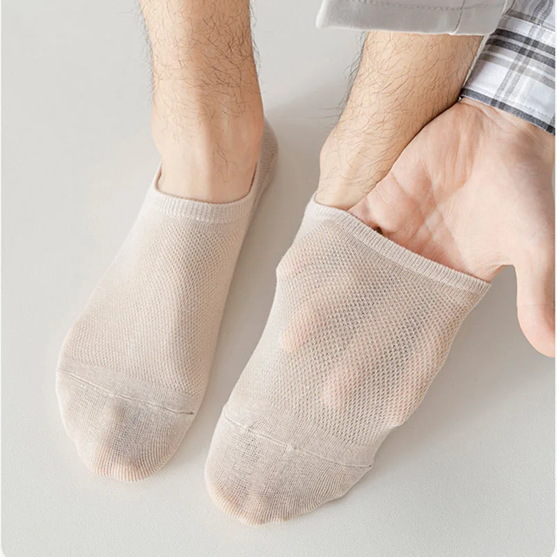 5 Pairs Men Summer Thin Cotton Socks fashion Shallow Mouth Invisible Breathable Anti Slip And Heel Resistant Invisible Socks