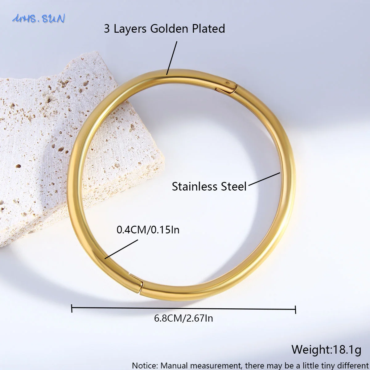 Simple Round Stainless Steel Bracelet Bangles For Women Adjustable Opening Gold Plated Smooth Bracelets Jewelry Couple Gift New