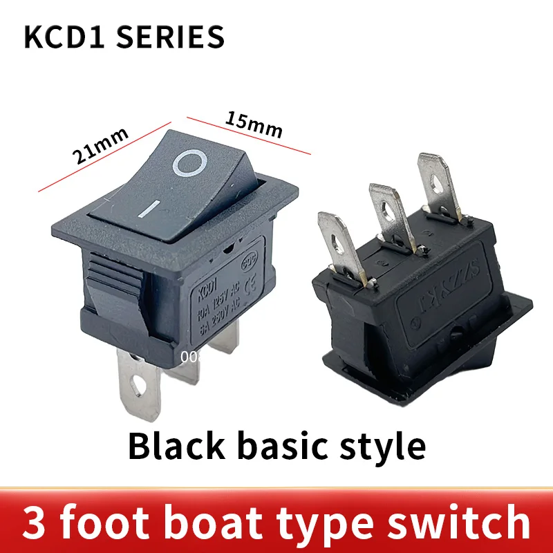 1PCS KCD1 3Pin 2Gears 15*21MM with light Button On-Off  DPST Boat Car Rocker Switch 6A/10A 250V/125VAC