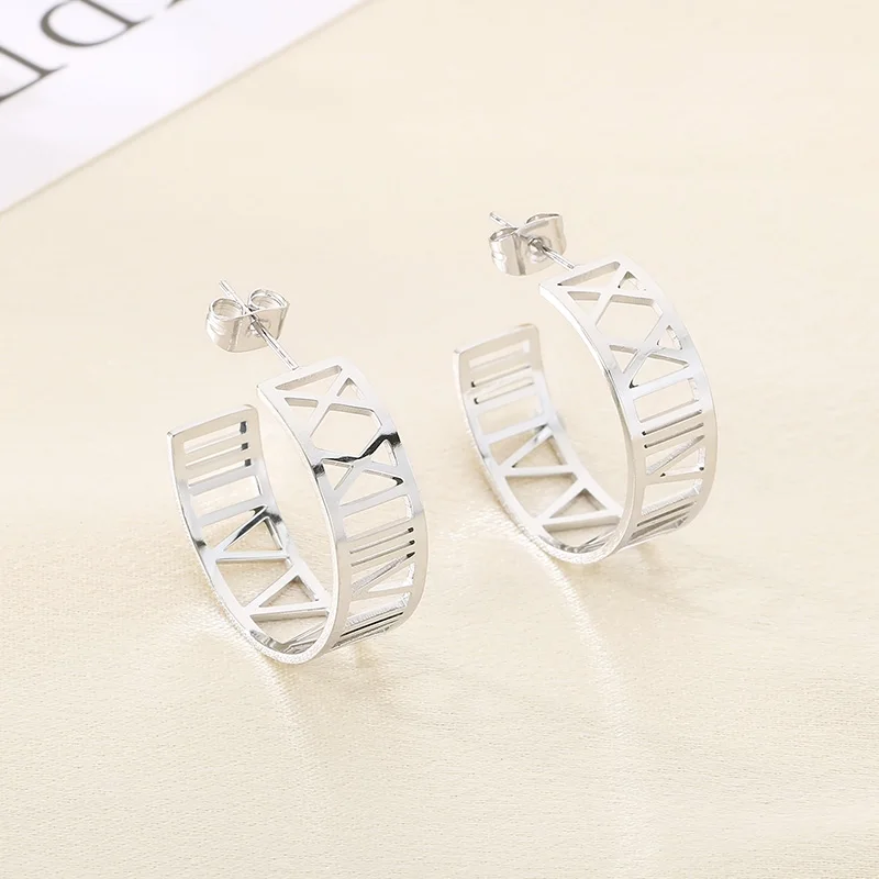 الأزياء الرومانية الأرقام الفولاذ المقاوم للصدأ الخواتم للنساء لامعة حجر الراين العصرية الذهب والفضة اللون حفل زفاف مجوهرات هدية #6