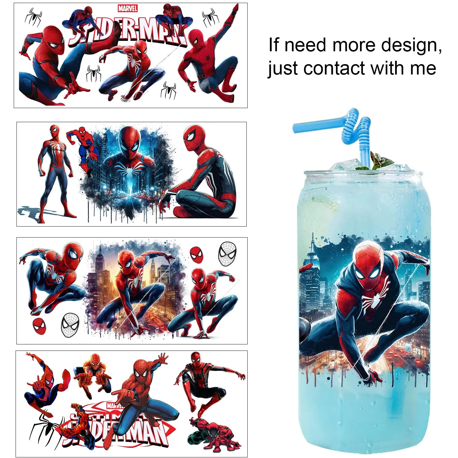 30 Style Popular Super Hero Cartoon Series UV Sticker DIY Decals 3D transfers uvdtf stickers 16oz uv dtf cup wraps