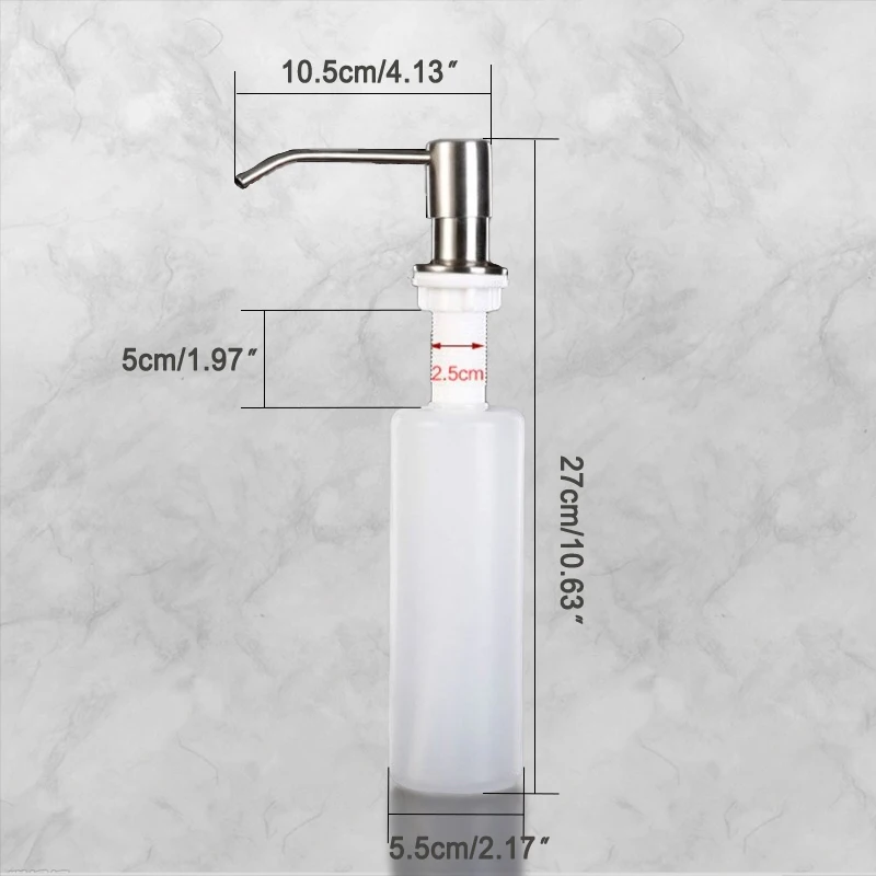 300ML Kitchen Sink Soap Pump Dispenser Liquid Soap Bottle Dishwashing Liquid Dispenser 304 Stainless Steel Liquid Soap Pump