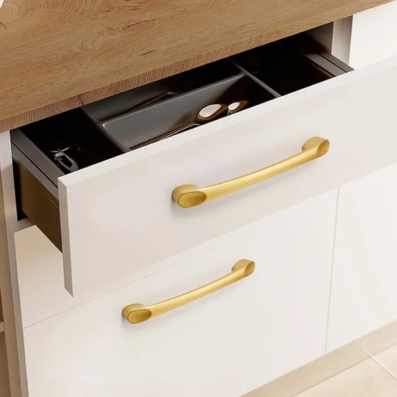 Simple Gold Aluminum Alloy Handle Cabinet Door Drawer Cabinet Wardrobe Door Handle Light Luxury Single Hole Hardware Handle