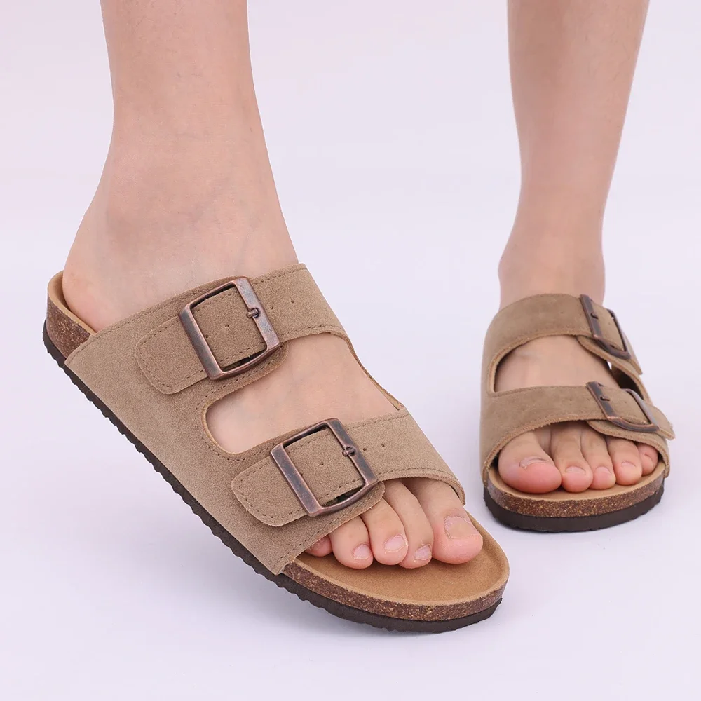 Evshine Women Clogs Sandals New Cork Clogs Slippers Women Outdoor Beach Summer Flat Sandals With Double Buckle Non-slip Slippers