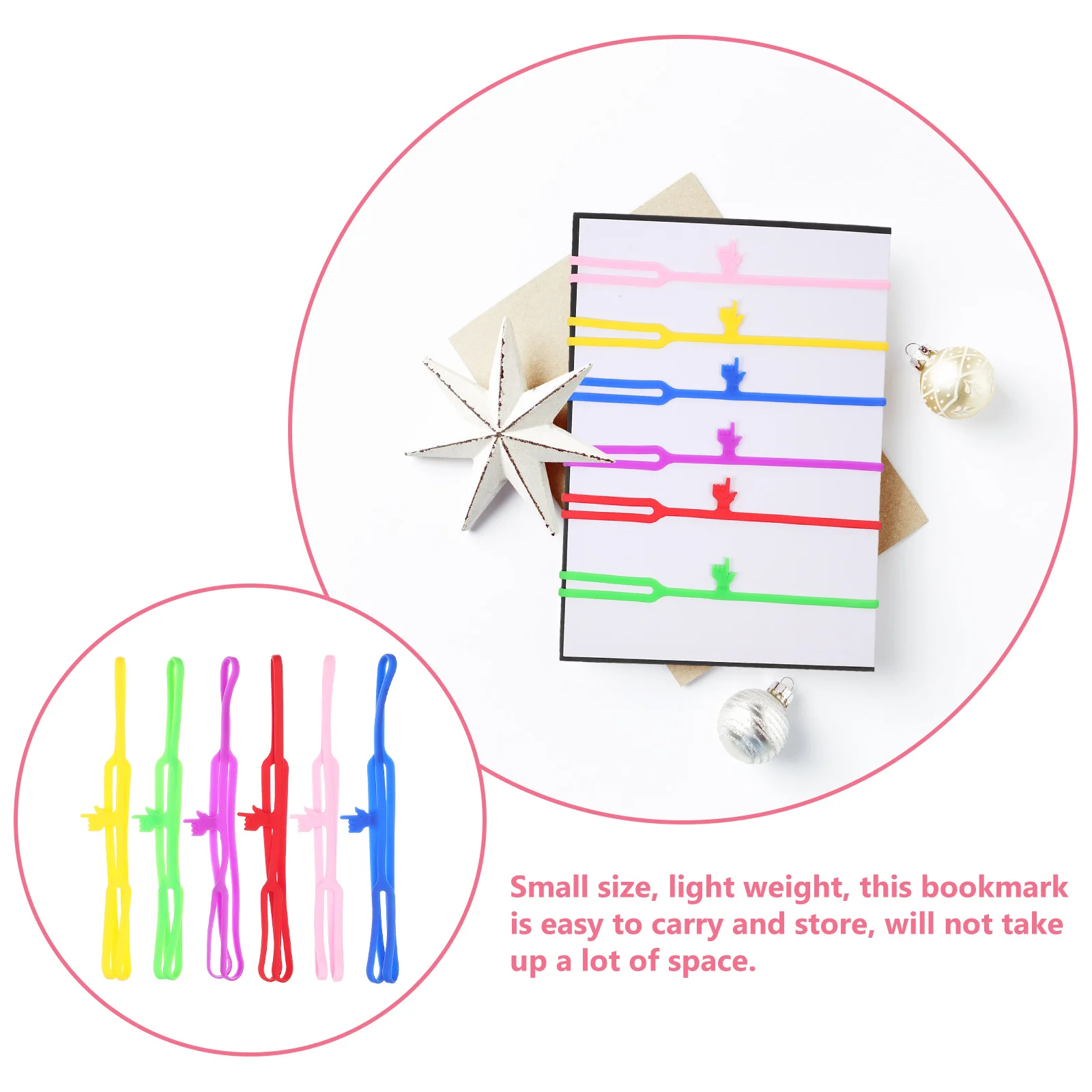 

6Pcs Book Mark Silicone Bookmark Fun Portable Book Mark Not Easy to Slide Break Ideal Gift for Travelers Students Readers