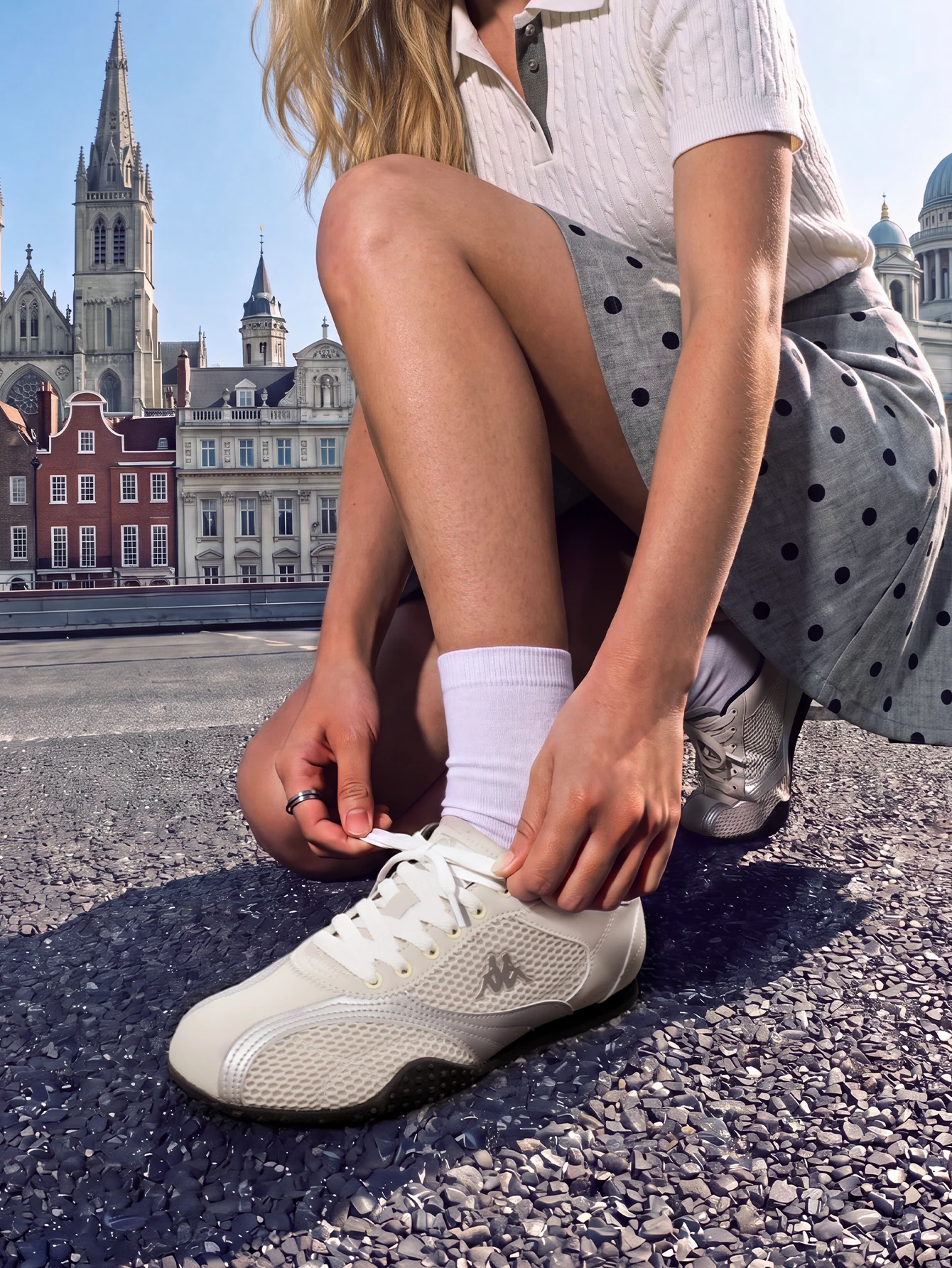 Kappa Women's Shoes Retro Mesh German Training Shoes Low-Top Lace-Up Breathable Casual Sneakers Silver Patchwork Street Jogging Shoes