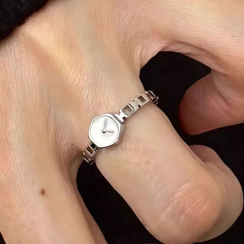 GANPUP Silberfarbener Hip-Hop Offener Verstellbarer Ring für Frauen, Modischer Neuer Fingerring, Schmuck, Paargeschenk, Party-Accessoire – Detail 6