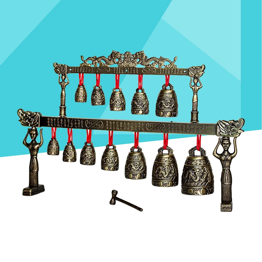 

1Pc Bronze Chime Ancient Style Double Layers Archaize Instrument Chinese Folk Artifacts Home Office Decor Gift