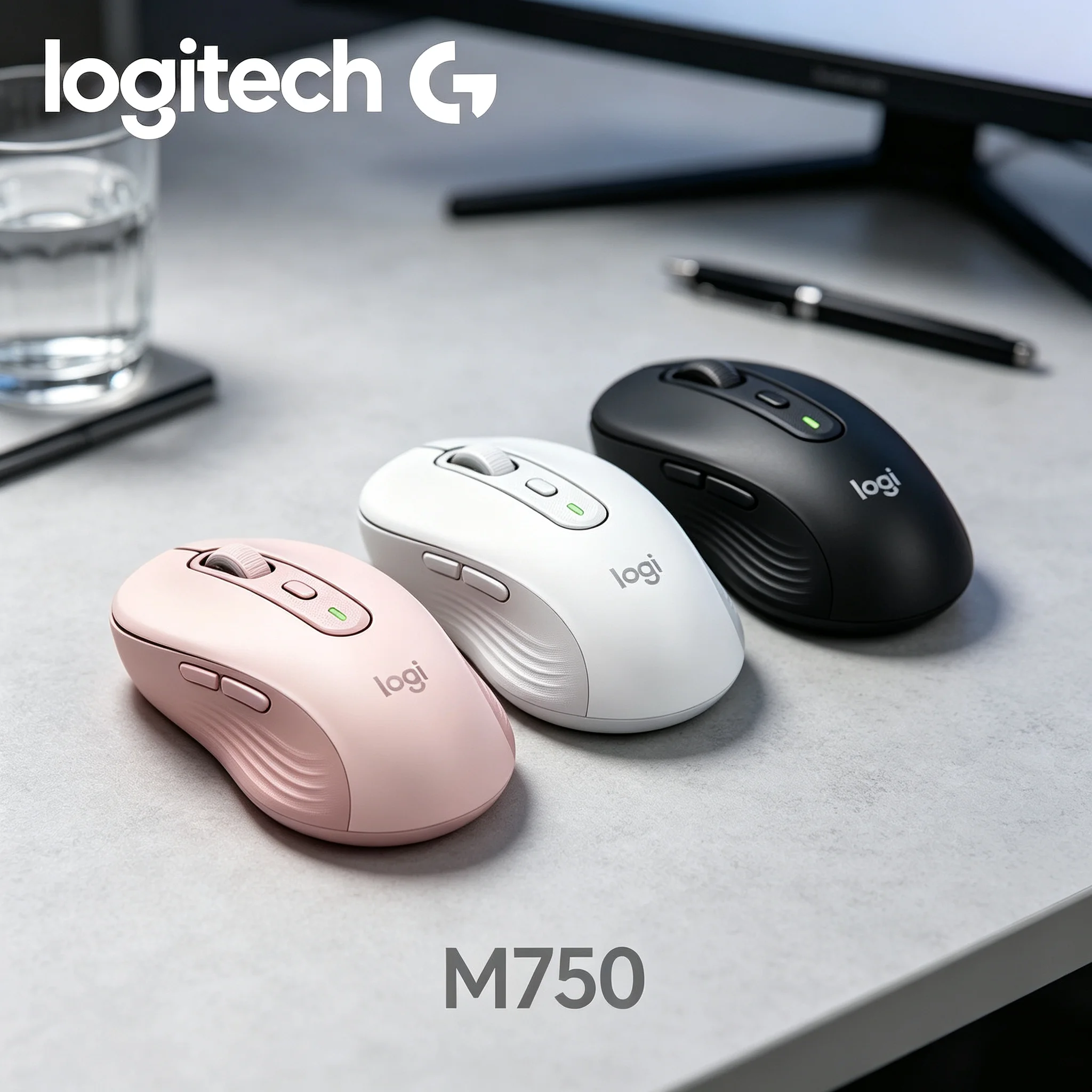 Logitech M750 Right‑Hand Curved Wireless Mouse, Relieve Wrist Fatigue for CS2 Competitive Game and Full‑Day Contract Office Work