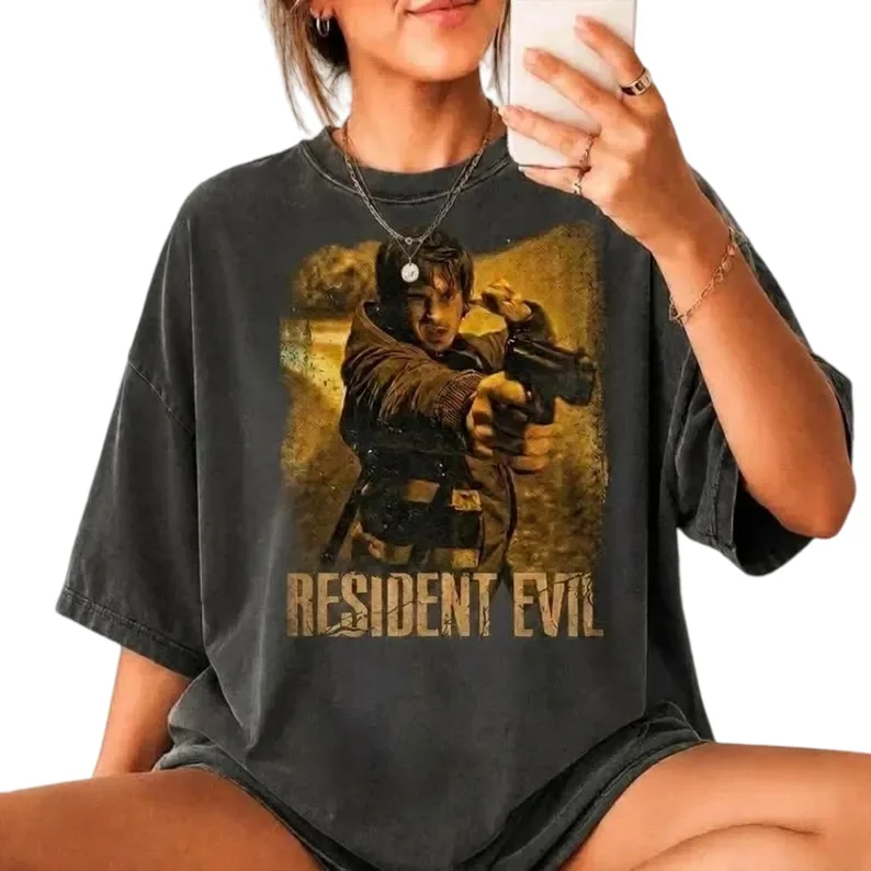 2026 Resident Evil Bryan movie graphic T-Shirt 100%cotton Men's and Women's Oversized fan gifts Short Sleeve Graphic Loose Tops