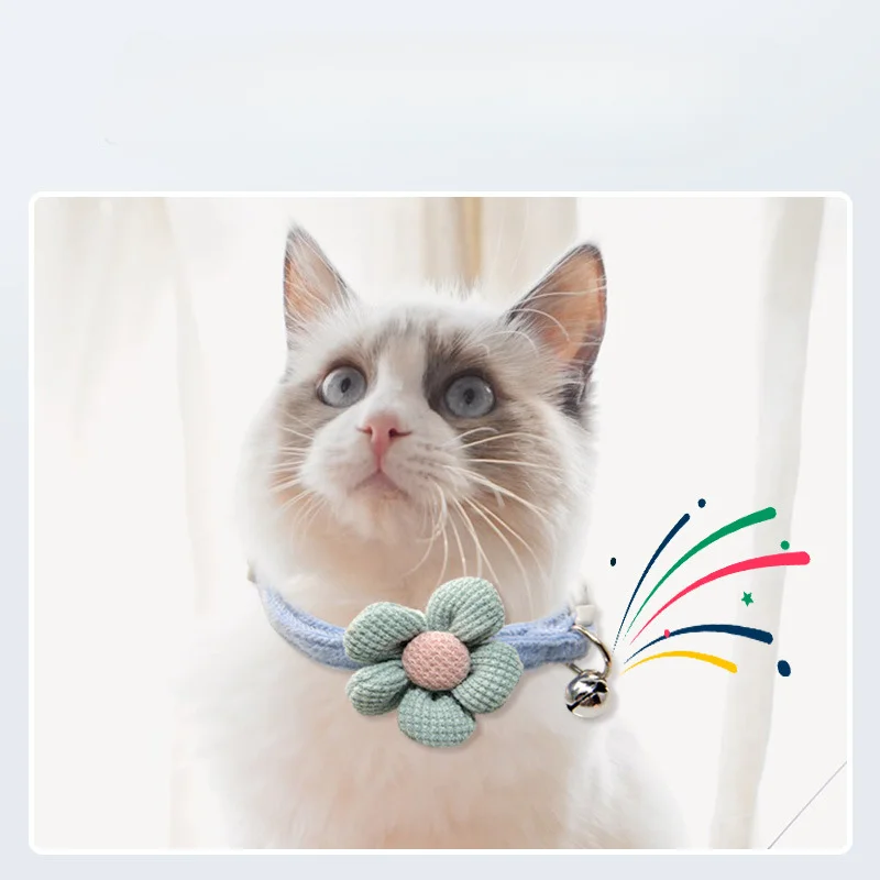 Adjustable Floral Cat Collar With Bell Cute Cotton Pet Necklace For Small Dogs Cats Pet Supplies