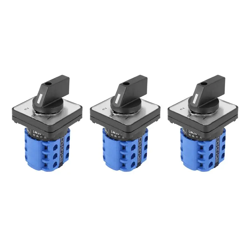 ABJI-3X 3 Positions On-Off-On Changeover Control Rotary Cam Switch 20A
