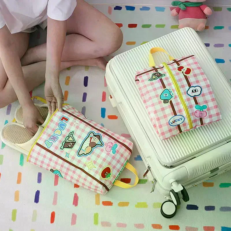 Cute Zippered Travel Storage Bag Large Capacity Waterproof For Clothes, Underwear, Suitcases Clothing Classification Storage Bag