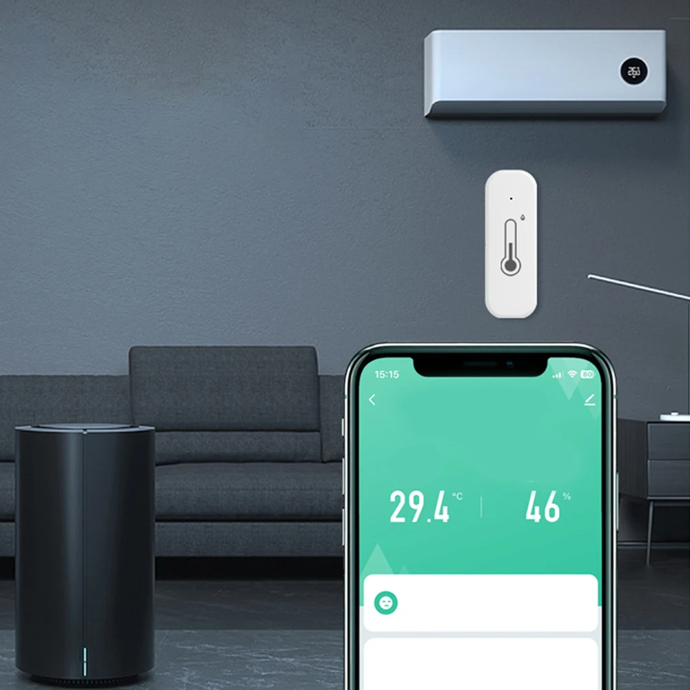 

Humidity Temperature Monitor with Wireless Connectivity for Room Garden Office Smart App and Voice Integration