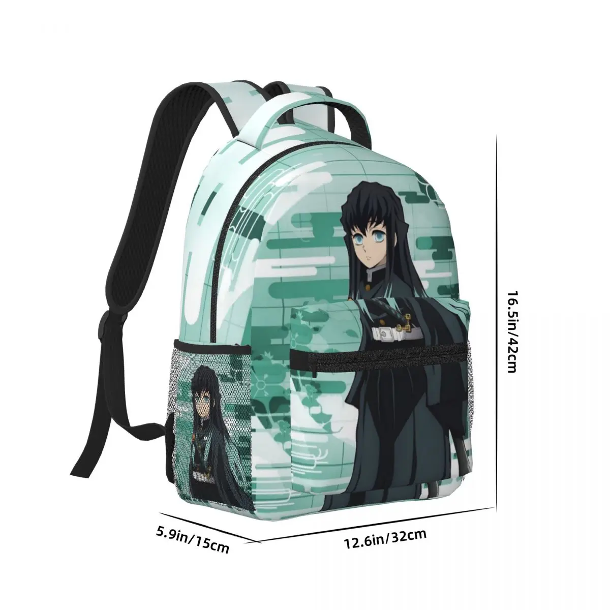 Muichiro Tokito Demon Slayer Printed Lightweight Casual Schoolbag For School, Outdoor, Shopping, Office 17in