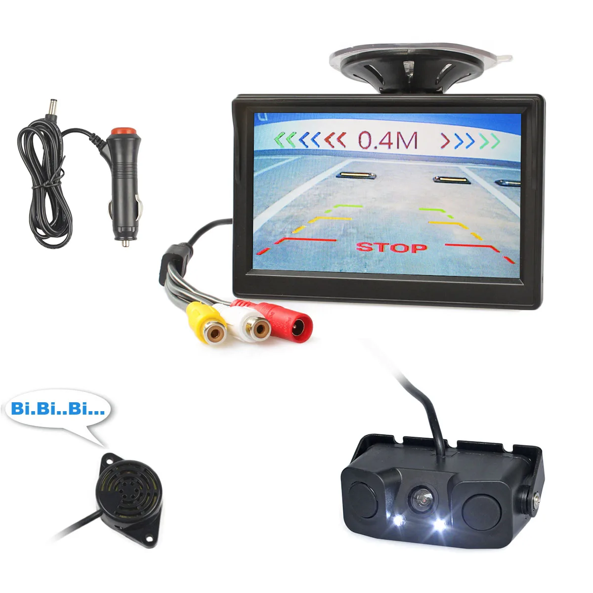 

DIYKIT 5inch TFT LCD Display Car Monitor Waterproof Video Parking Radar Sensor Car Rear View Camera + Speaker