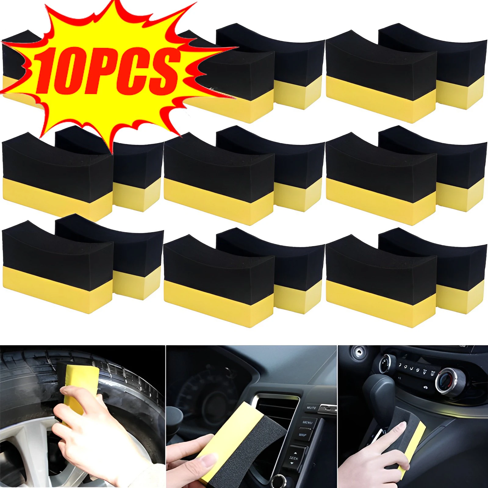 10Pcs Car Wheel Tire Cleaning Sponge Brushes Water Suction Sponges Pad Waxing Polishing Tyre Wash Brush Tool Car Cleaning Tools