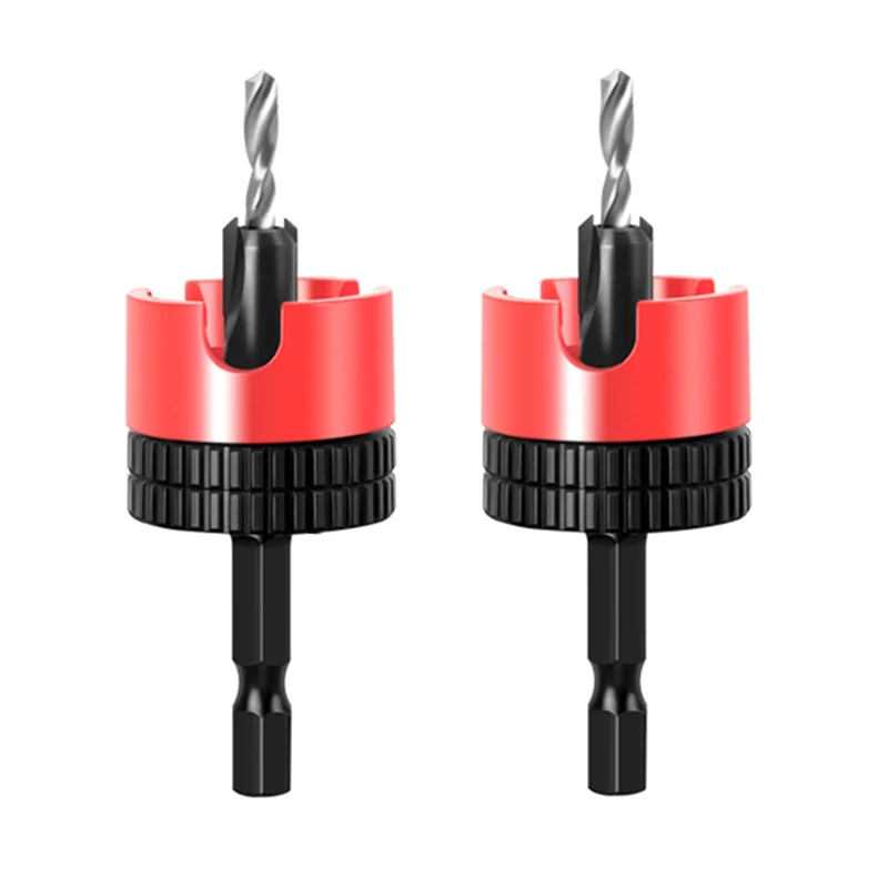 

ABMH-2PC Woodworking Limit Countersink Drill Non Slip Hexagonal Shank With Bearing Adjustable Step Drill Screw Opener