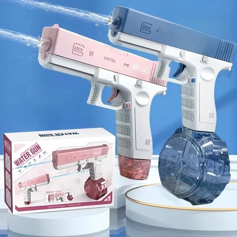 Kids Water Blaster Electric Automatic Gun Pink & Blue (4-6 Years)