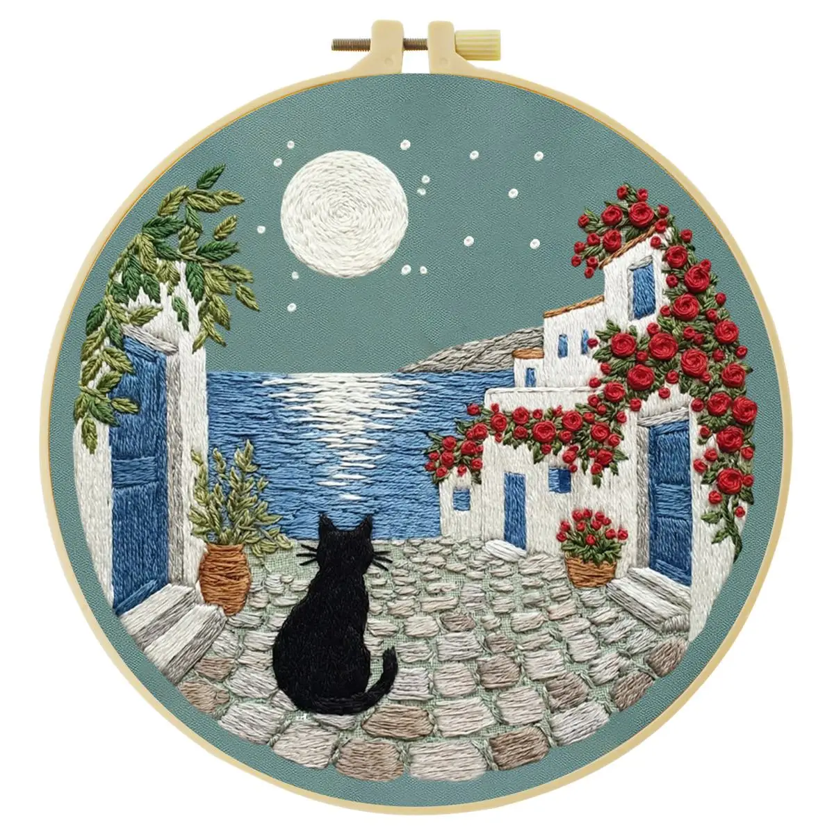 1 Stück 20X20CM/15X15CM 7,87/6,3 Zoll Die Katzen auf der Straße Stickerei-Starter-Kit DIY-Kit DIY-Stickerei-Set Handarbeiten – Detail 3